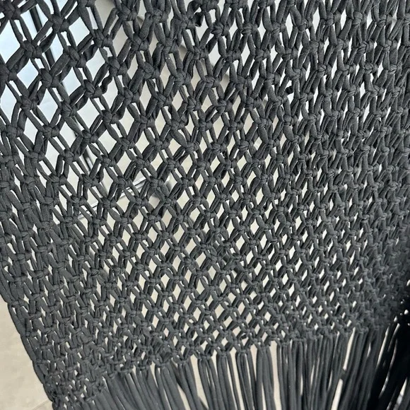 Black Fringe Women Swim Coverup - Picture 3 of 3